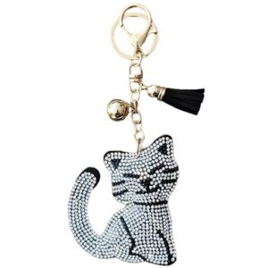NWT Bling Kitty Cat Kitten Puffy Keychain or Bag Charm with Tassel!